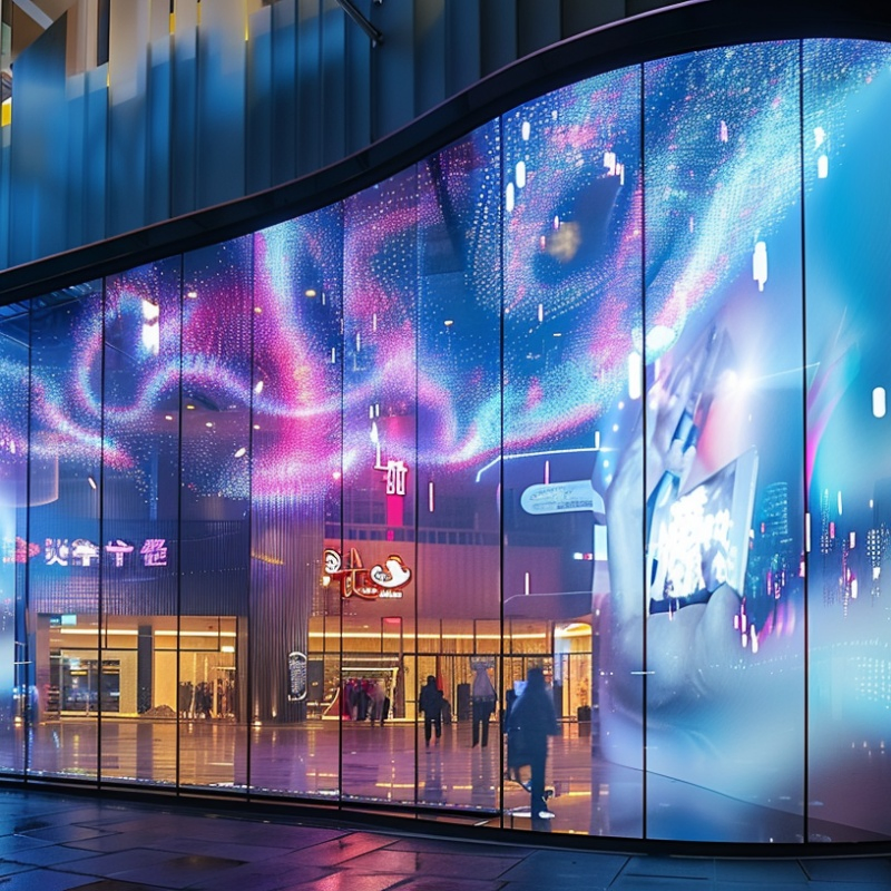 LED Transparent Curtain Displays P6 Flexible LED Screen Glass Film Advertising Screen