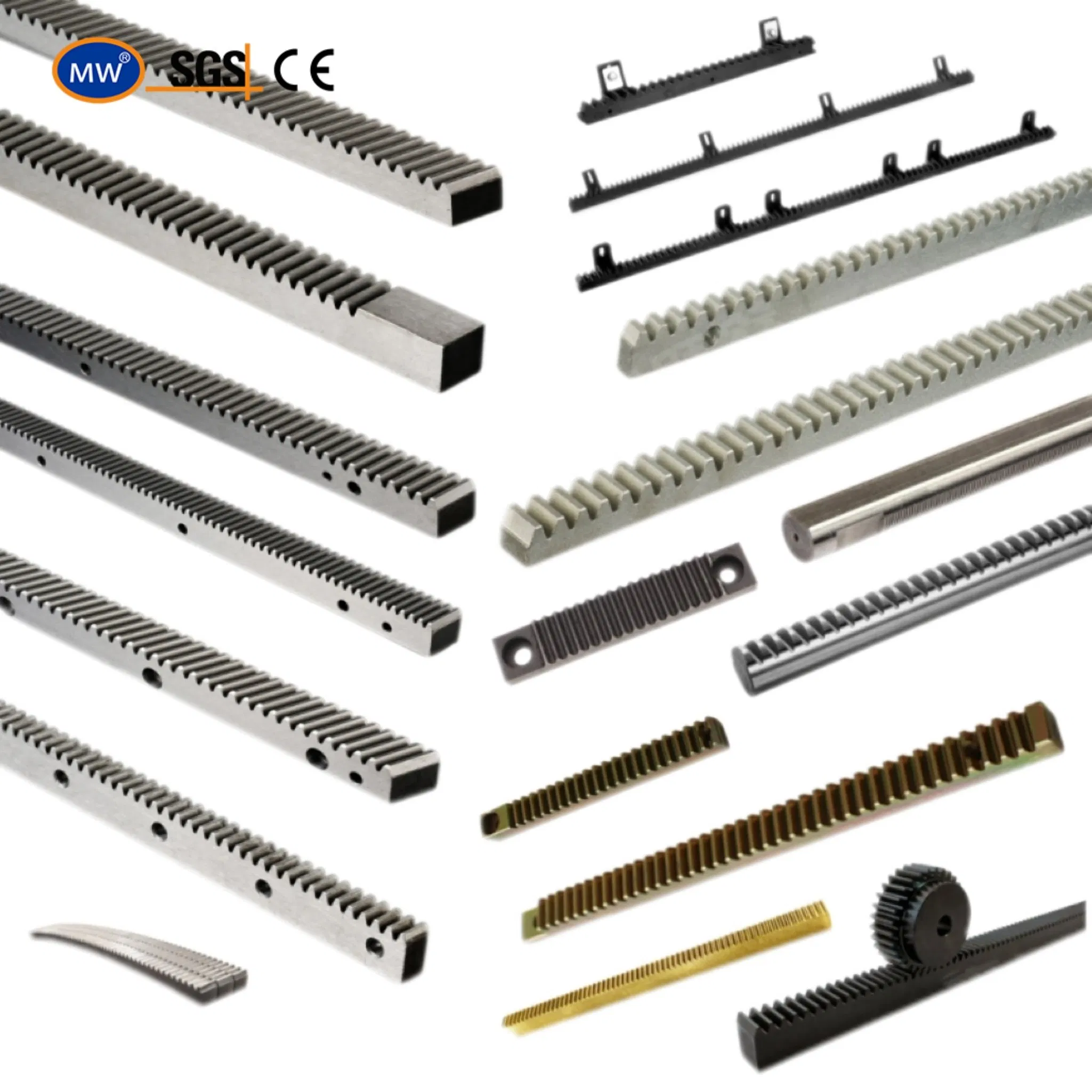 MW OEM Flexible Metric Linear Round CNC Helical Spur Curved Steering Plastic Nylon Stainless Steel Pinion Gear Rack for Automatic Door Gate Window Opener