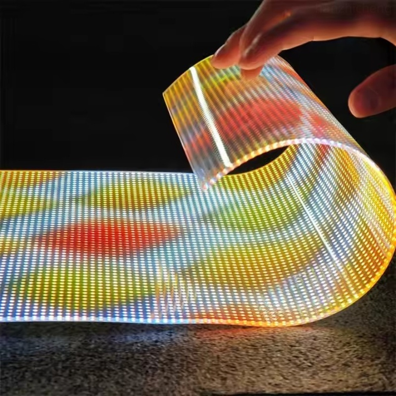 LED Transparent Curtain Displays P6 Flexible LED Screen Glass Film Advertising Screen