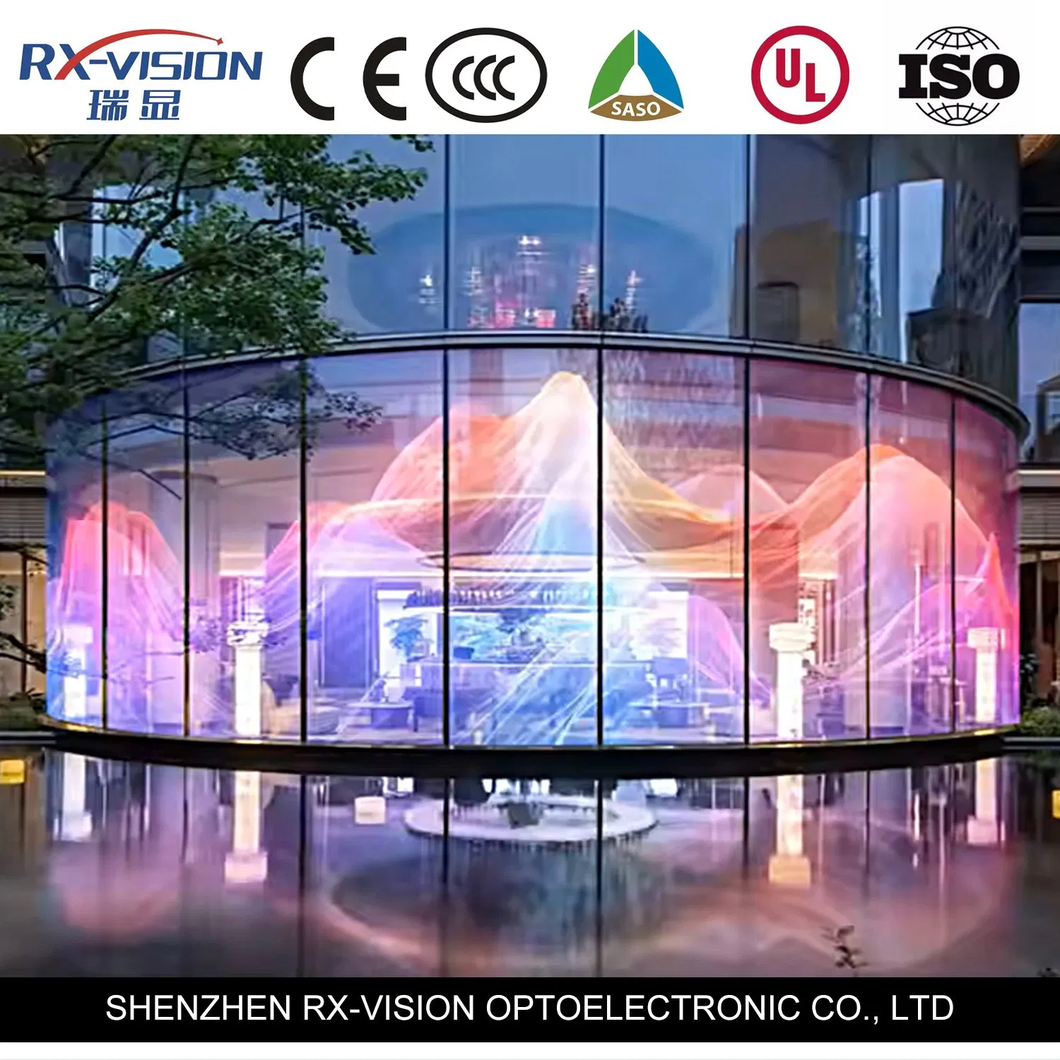 Outdoor P3.9 Ultra Transparent 90% See-Through Full LED Display Lightweight Thin Film with High Transparency