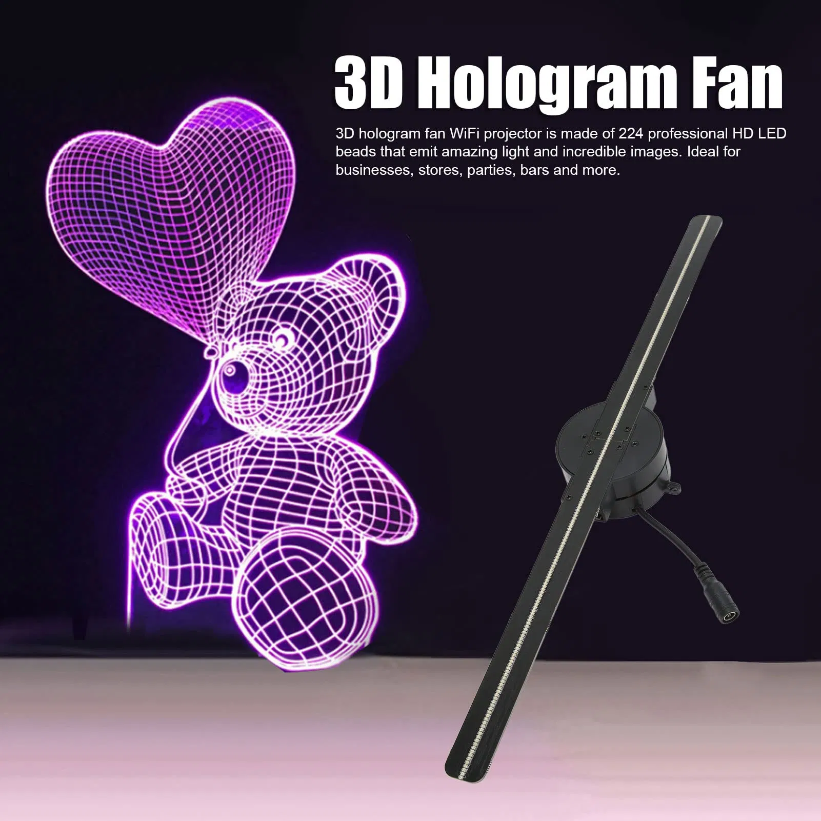 224/384 LED 42cm Holographic 3D Imaging Hologram Fan Spinning 3D Hologram LED Fan Display