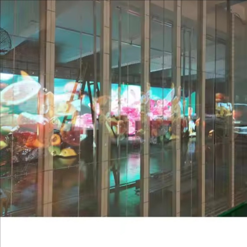 Curtain Transparent Mesh Film LED P4.81 Screen in Glass Wall