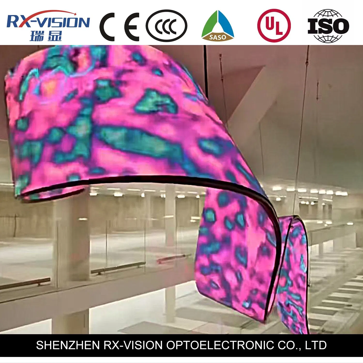 P2.5 Indoor Flexible Creative LED Display Screen S Shape Curved Circle Column LED Video Soft Wall