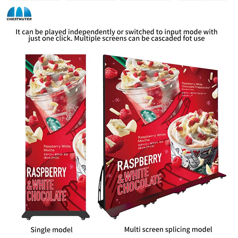 HD Moveable LED Poster Display Screen Indoor Outdoor Floor-Standing P1.538 Foldable LED Poster Screen LED Screen Poster