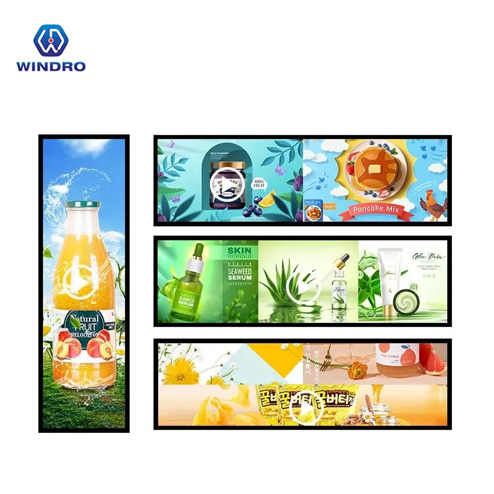 28.6-Inch Hot Sale Ultra Wide Commercial Digital Signage Shelf Edge Screen Monitor 1920*540 LCD Stretched Bar Display for Office Building