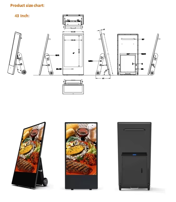 Commercial Outdoor Use Portable LCD 43 Inch Digital Signage and Display