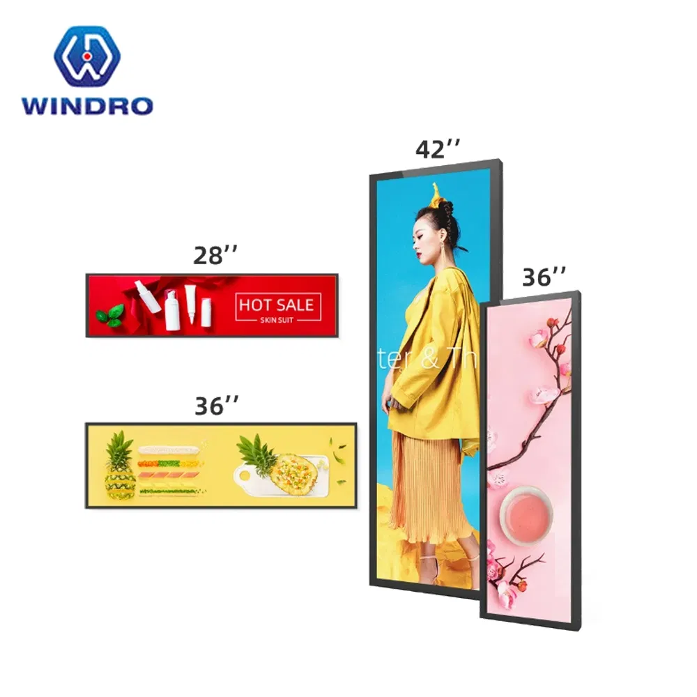 28.6-Inch Hot Sale Ultra Wide Commercial Digital Signage Shelf Edge Screen Monitor 1920*540 LCD Stretched Bar Display for Office Building
