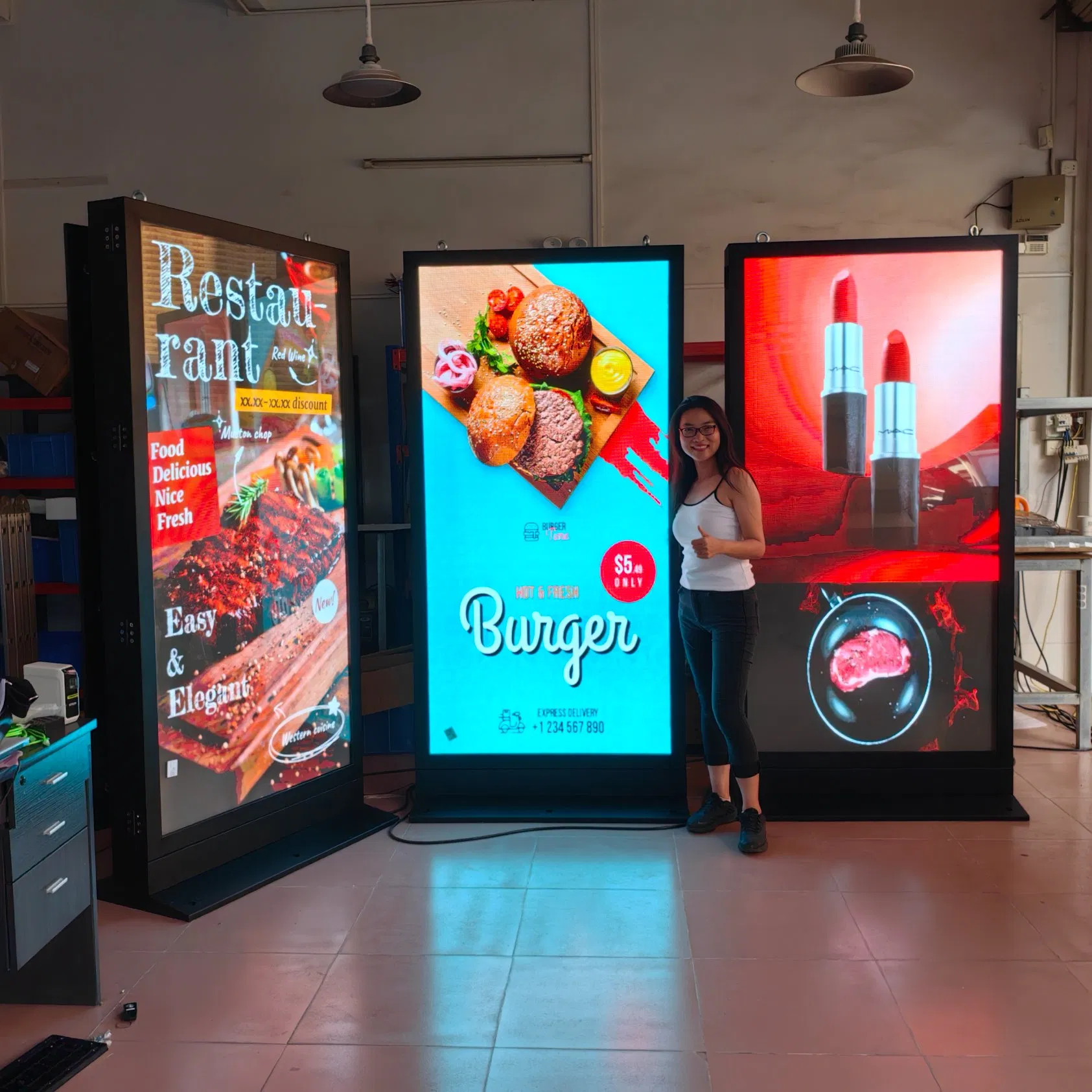 75 86 Inch LED Screen P2.5 P3 P4 Full Color Billboard Indoor Outdoor Waterproof Floor Standing Digital Signage Kiosk 5000 Nits Advertising Player LED Display