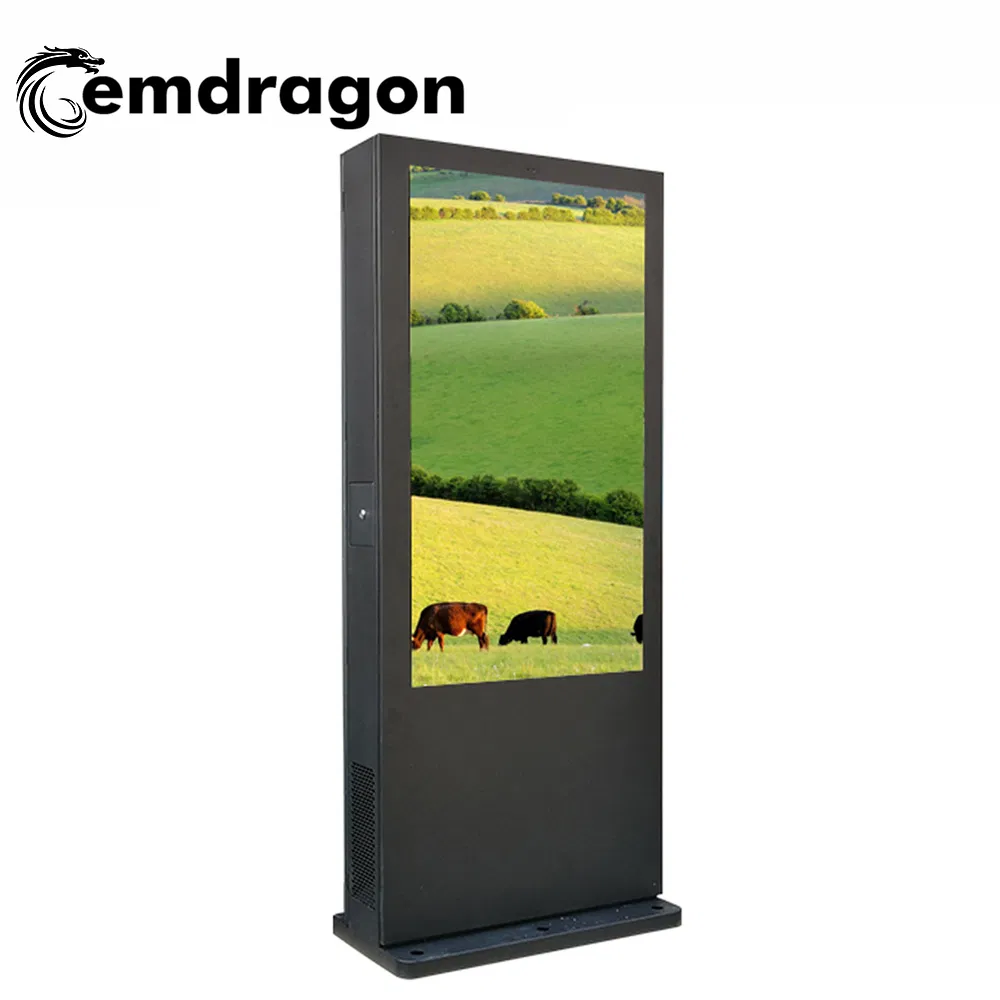 Touch Media Display Air Conditioner Vertical Screen Floor Outdoor Advertising Machine 65 Inch LED Digital Signage Floor Standing LCD Display
