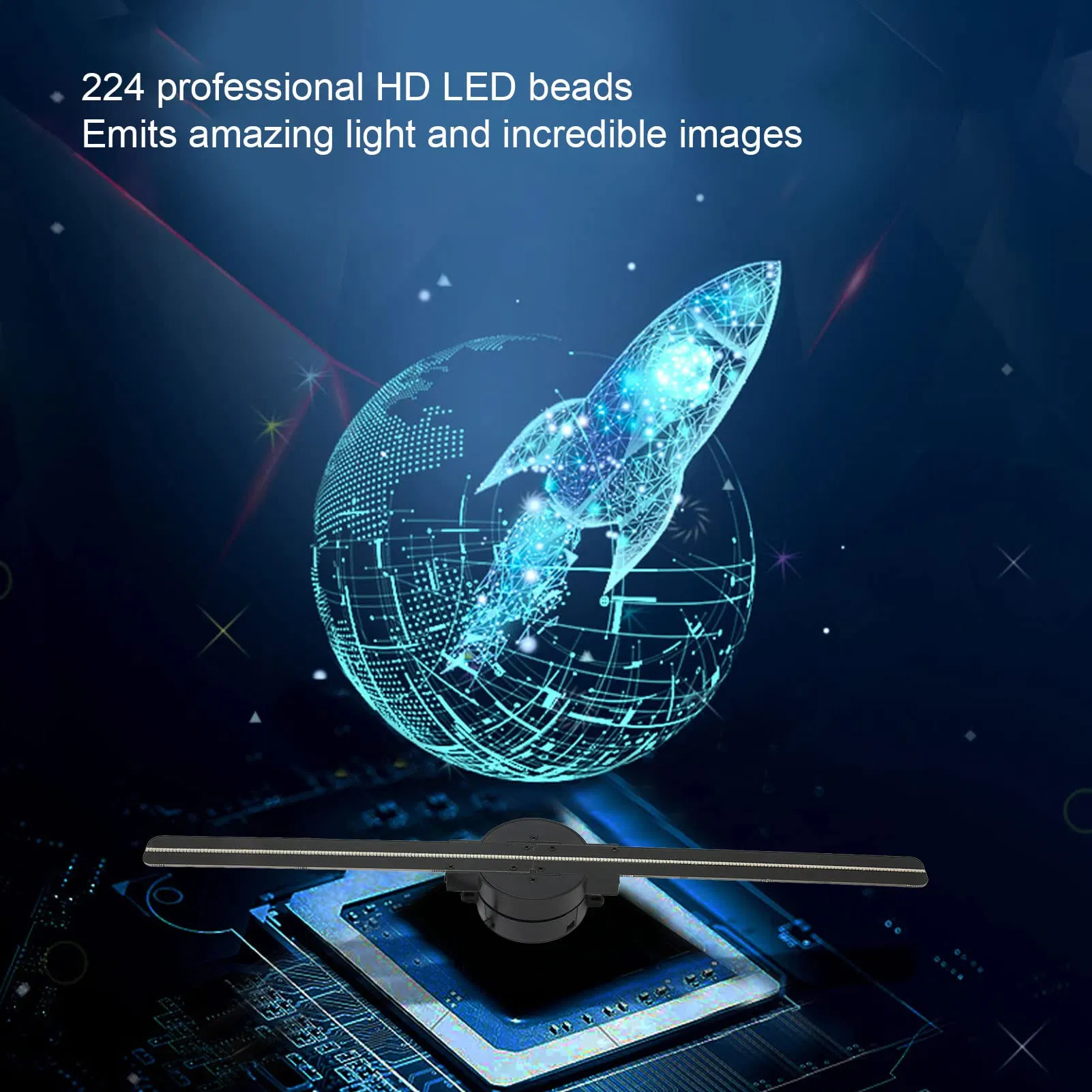 224/384 LED 42cm Holographic 3D Imaging Hologram Fan Spinning 3D Hologram LED Fan Display