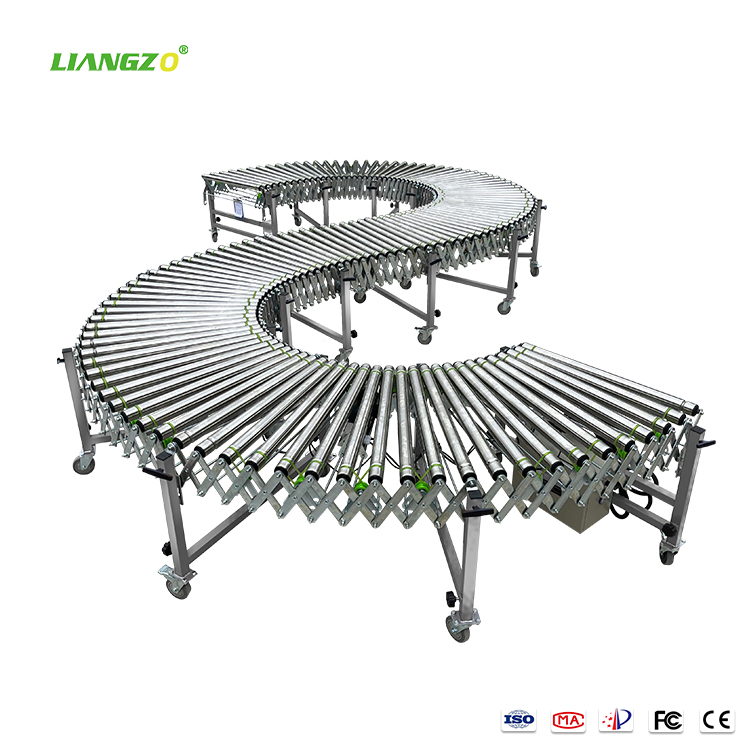 Liangzo Power Flexible O Line Telescopic Roller Conveyor for Packaging Solution