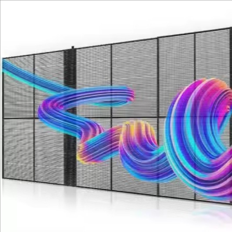 Curtain Transparent Mesh Film LED P4.81 Screen in Glass Wall
