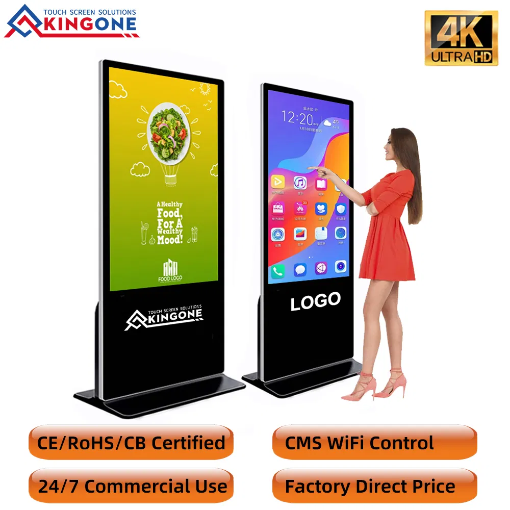 China Factory Price 43 50 55 Inch Floor Standing Digital Signage Vertical Monitor Advertising Display Totem for Commercial Use