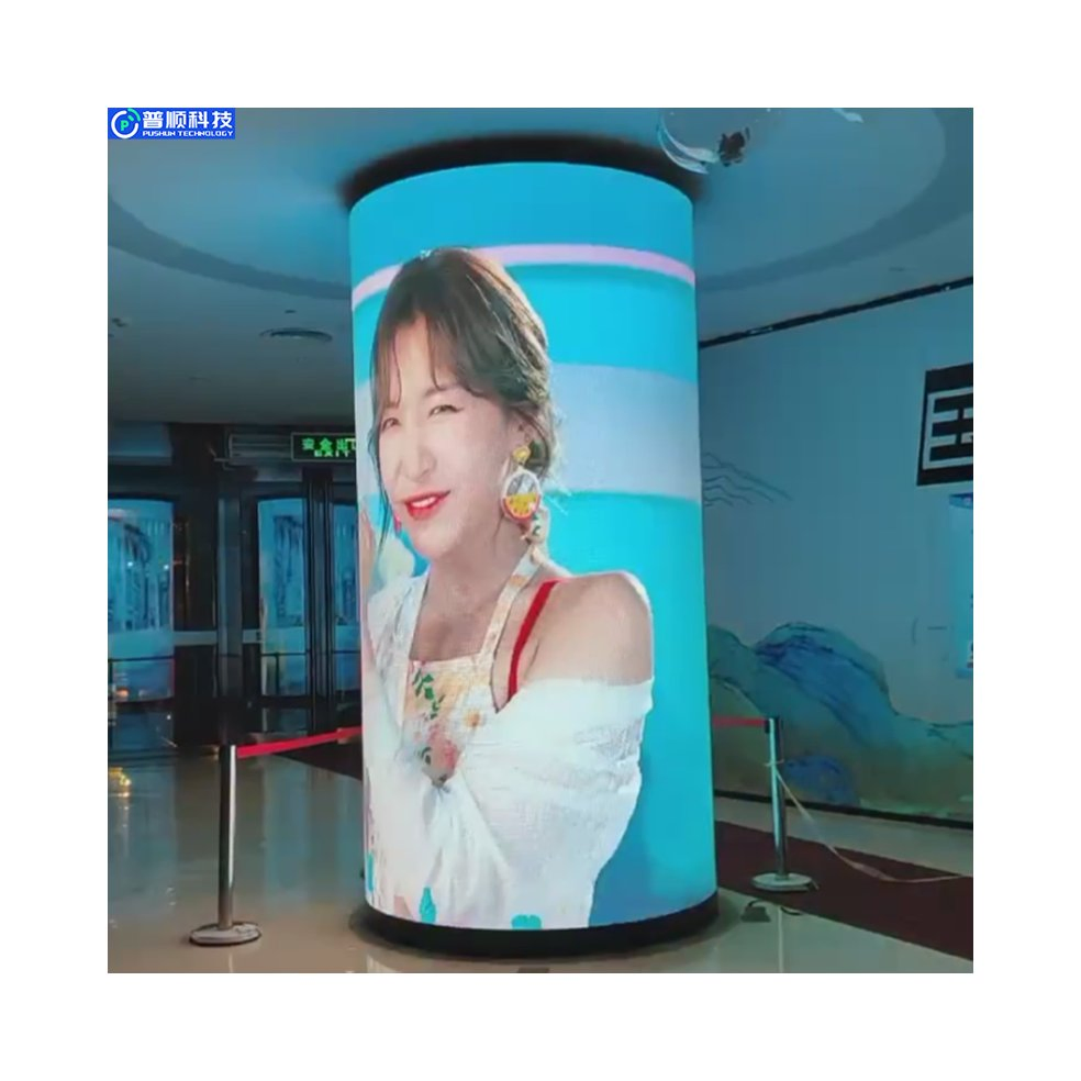 Pushunled P2 P1.53 P1.8 Indoor LED Flexible Panel Display Cabinet with Video Digital Signage Curved Design Screen