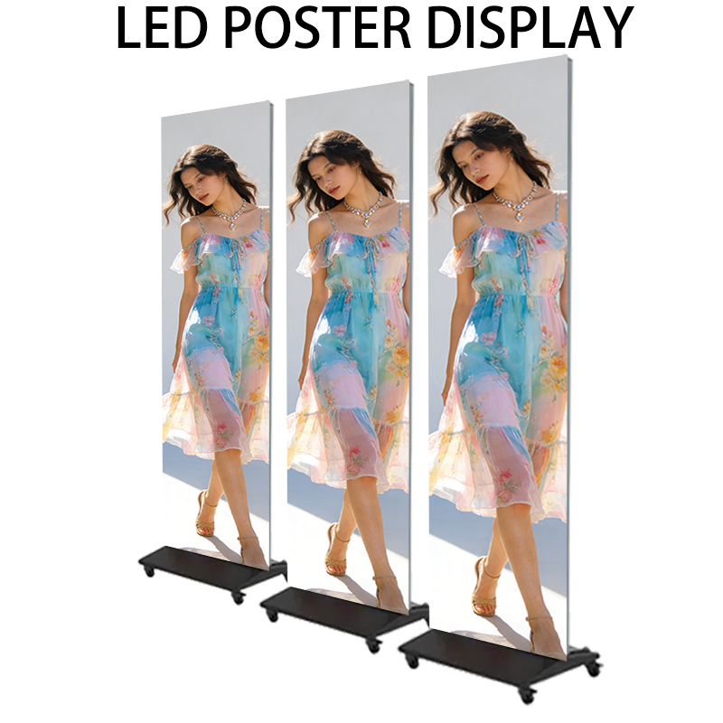 Full Color Easy Install Shop Mall P1.87 Indoor Outdoor 600*2025mm LED Poster Floor Stand Movable Advertising Display