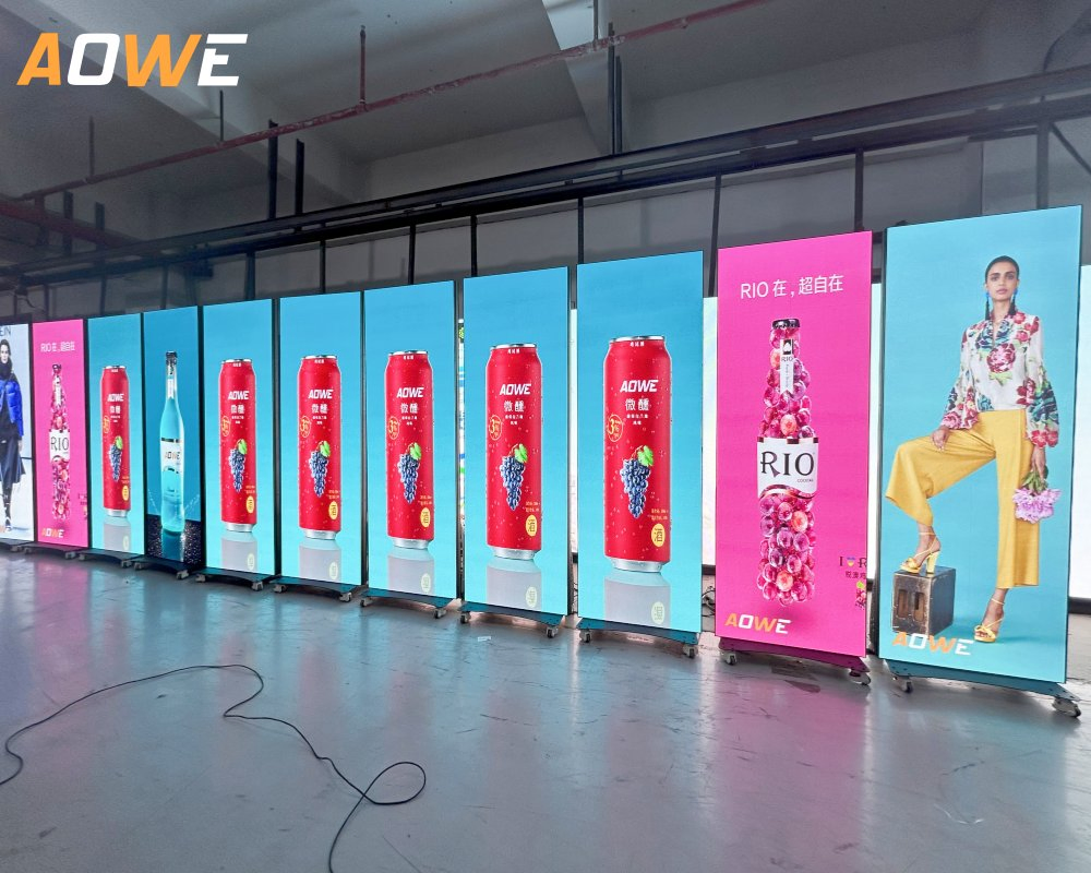 Full Color P2.5 Indoor LED Poster Display Screen WiFi USB Floor Standing Portable LED Advertising Digital Poster Display