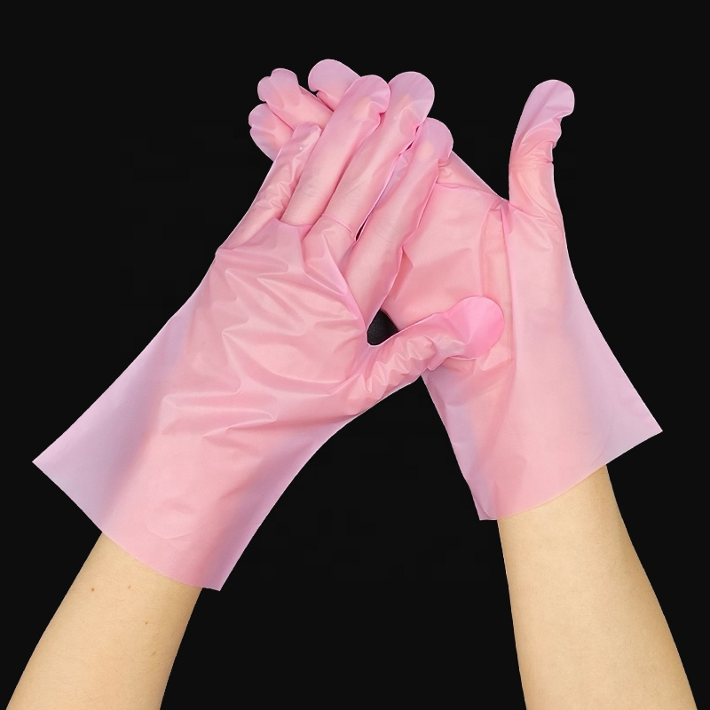 Waterproof PE Gloves Ambidextrous Household Cleaning Oil-Resistant Frosted Texture Disposable Pink TPE Gloves for Dishwashing