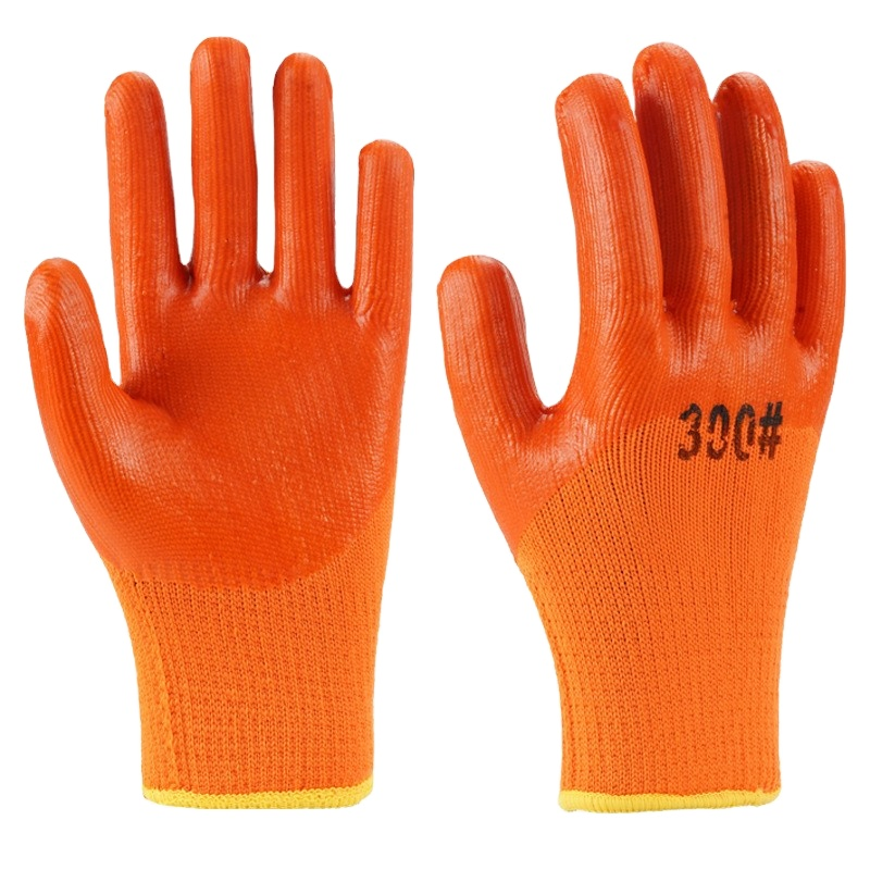 Orange Latext Oil and Gas Resistant Safety Chemical Winter Hand Gloves