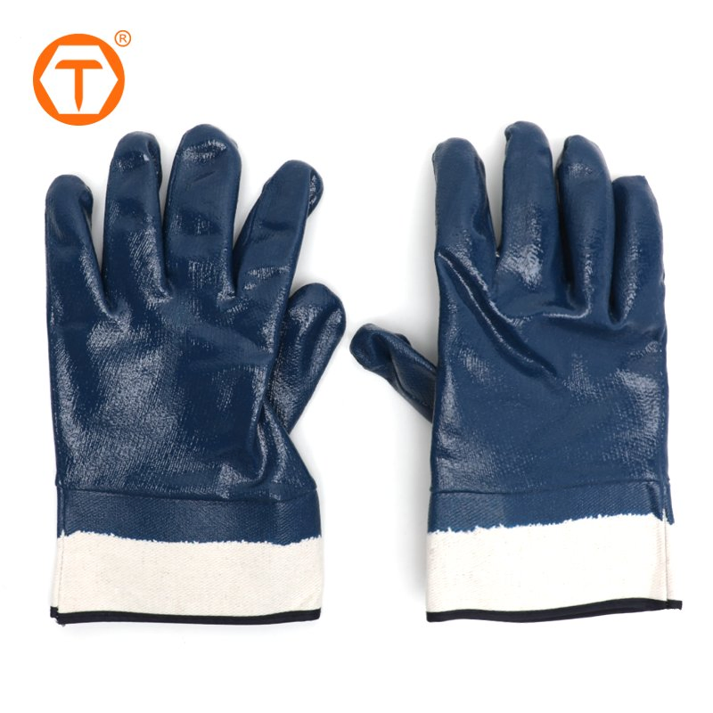Heavy Duty Safety Work Gloves Blue Nitrile Coated Non-Slip Outdoor Yard Gardening Gloves for Women Men