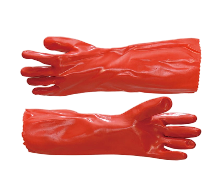 Red PVC Coated Safety Gloves - Oil and Chemical Resistant, Mechanic Work Gloves