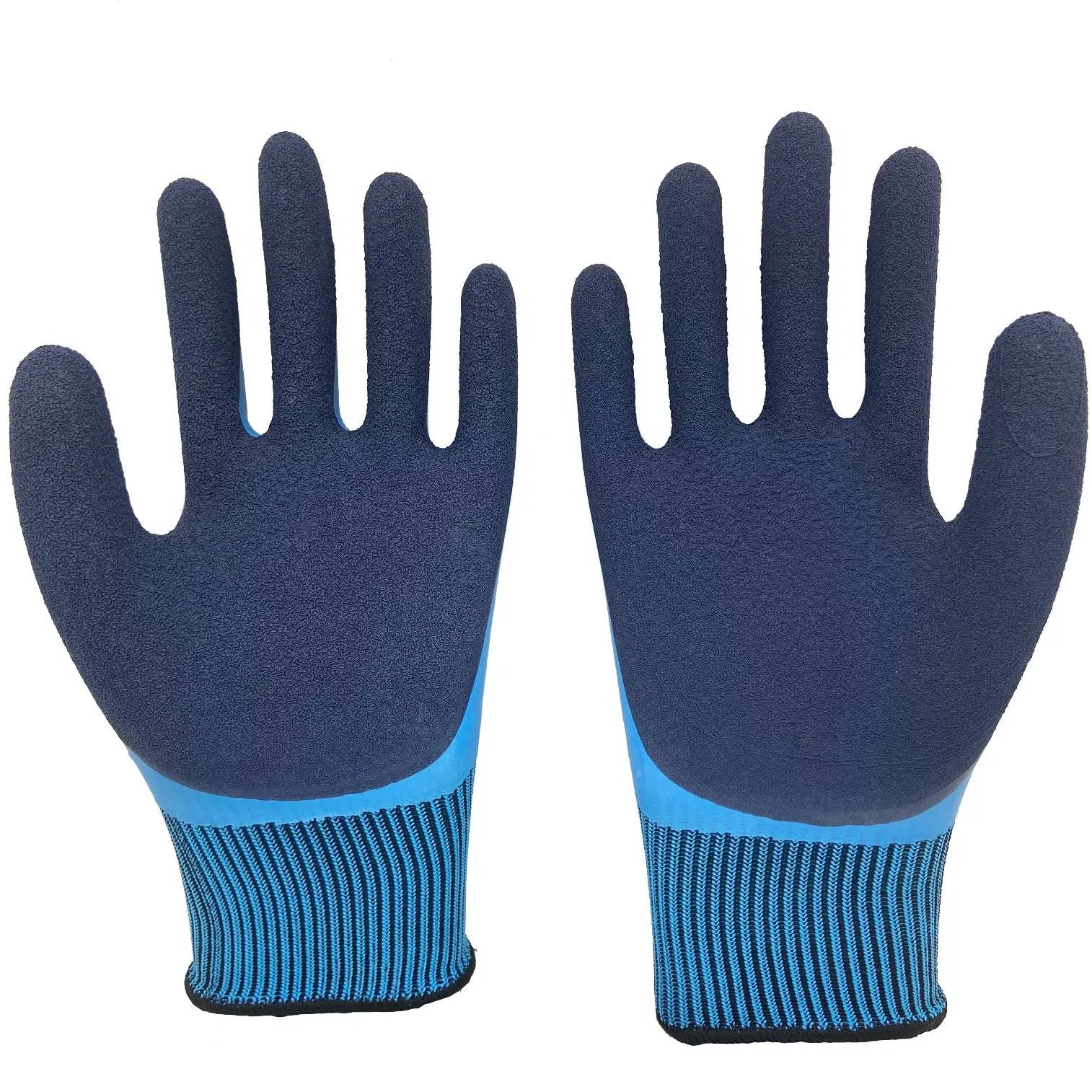 15 Gauge Nylon High Quality Latex Sandy Foam Finished Protective Labor Double Latex Coated Rubber Industrial Working Waterproof Work Safety Gloves