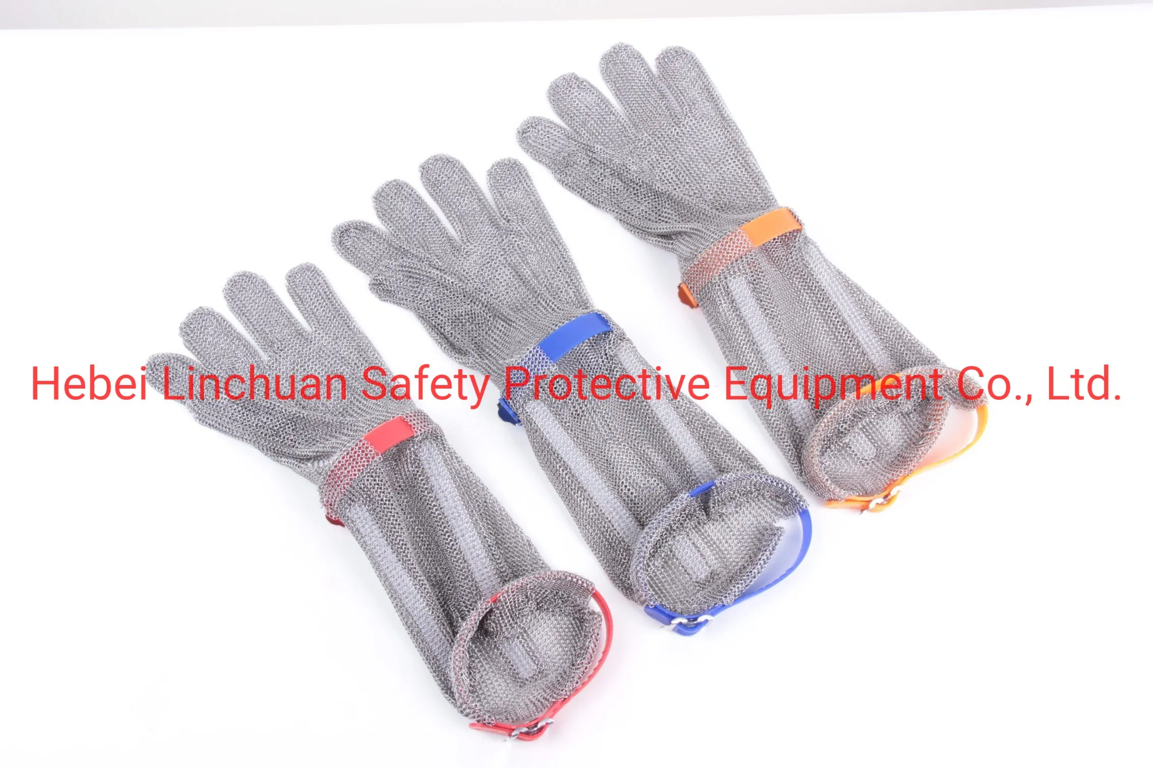 Factory Offered Stainless Steel Safety Ring Mesh Gloves/Long Cuff Cut Protective Stainless Steel Wire Safety Gloves Cut-Resistant Metal Mesh Butcher Glove