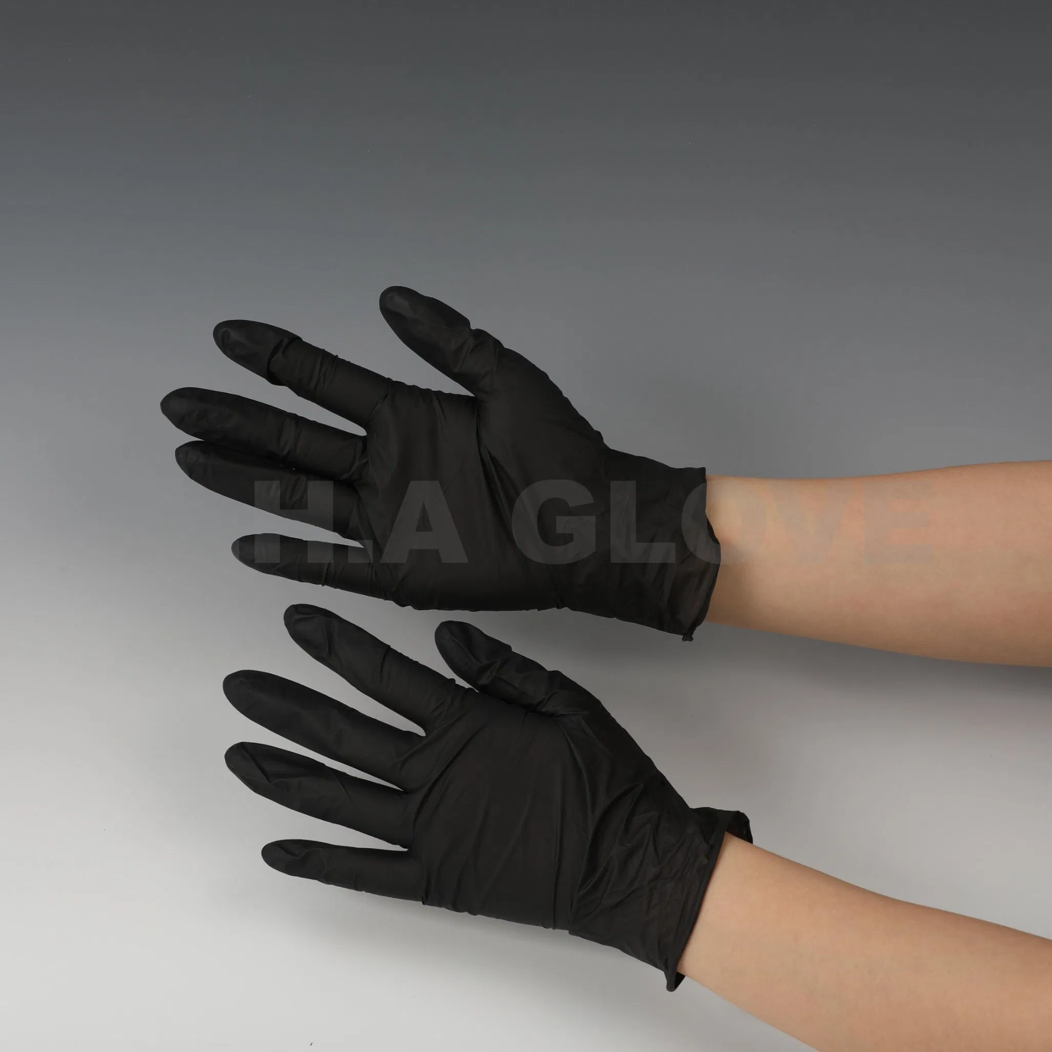 Aql 4.0 Disposable Food Grade Black Nitrile Powdered Powder Free Gloves with CE ISO