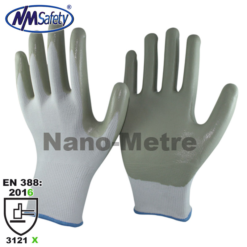 Nmsafety Nitrile Coated Industrial Hand Labor Protective Safety Work Gloves for Construction Garden