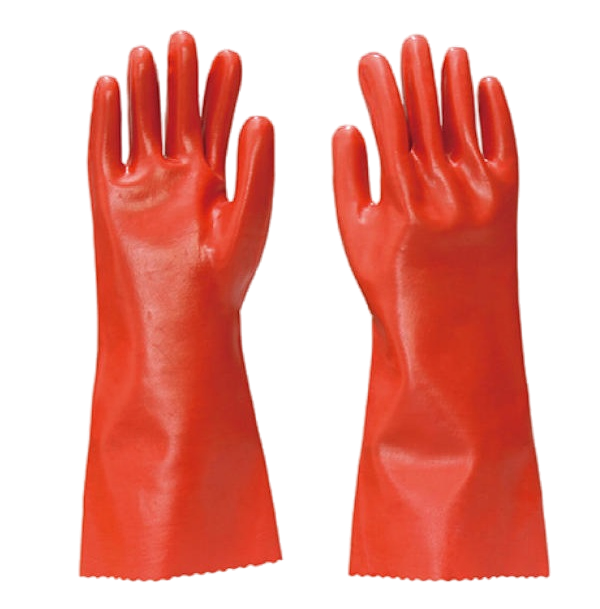 Red PVC Coated Safety Gloves - Oil and Chemical Resistant, Mechanic Work Gloves