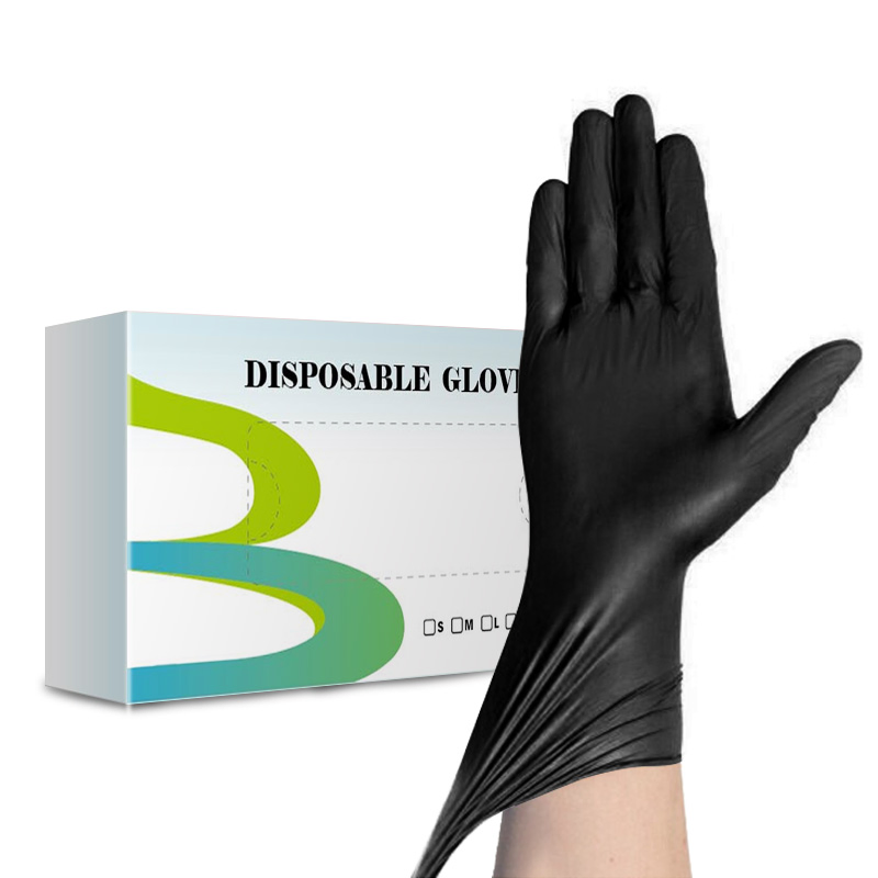 Wholesale Heavy Duty Powder Free Black Disposable Nitrile Gloves Bulk