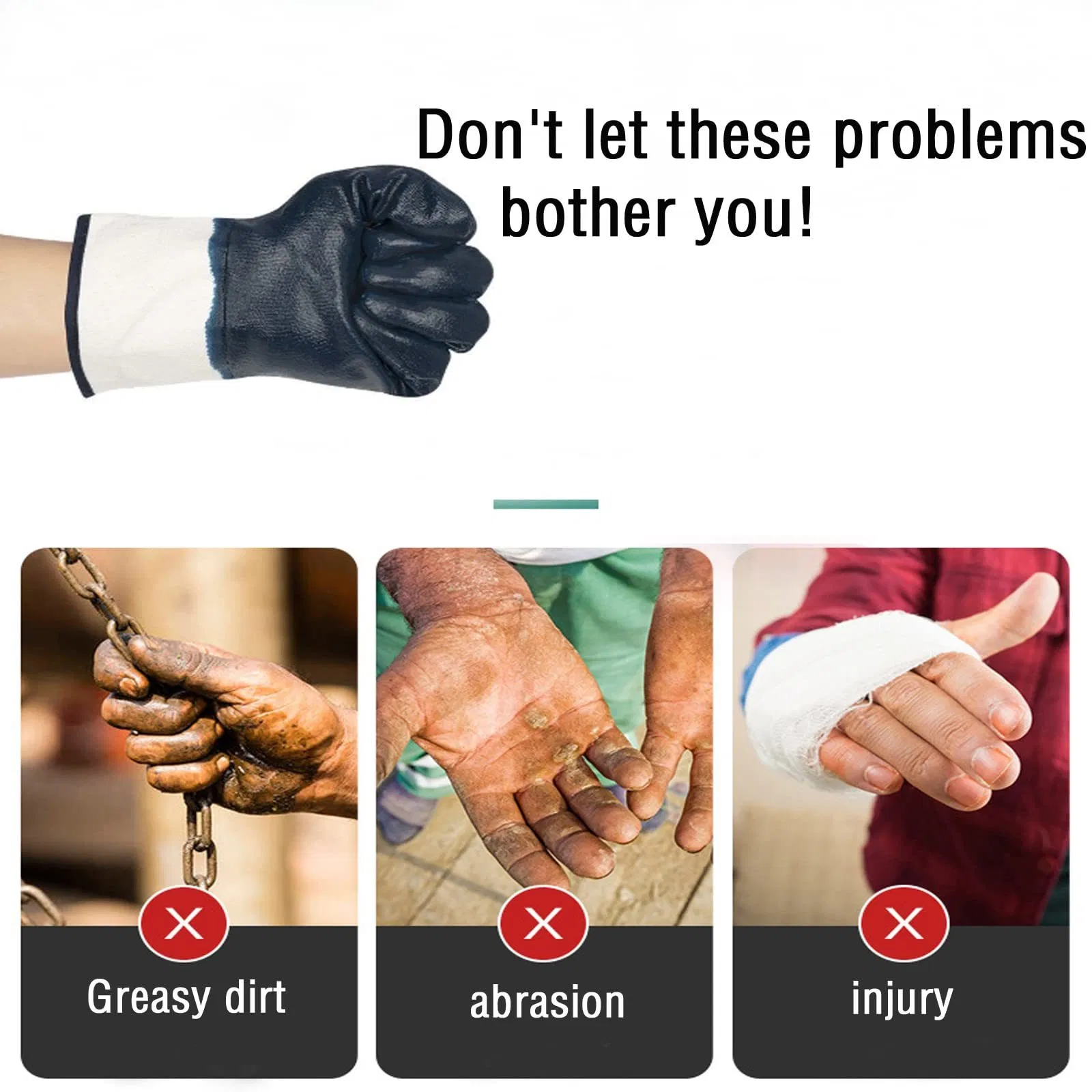 Factory Shop Heavy Duty Jersey Cotton Blue Nitrile Full Coated Safety Industrial Oil Resistant Proof Work / Working Labour Protection NBR Gloves