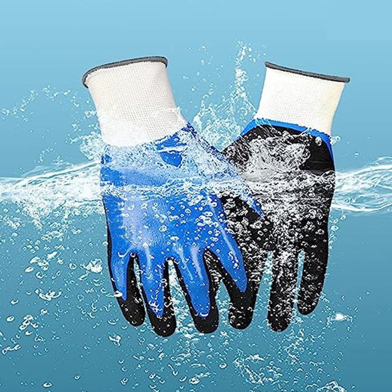 Waterproof Work Gloves, Heavy Duty Abrasion Resistant Sandy Nitrile Coated Gloves