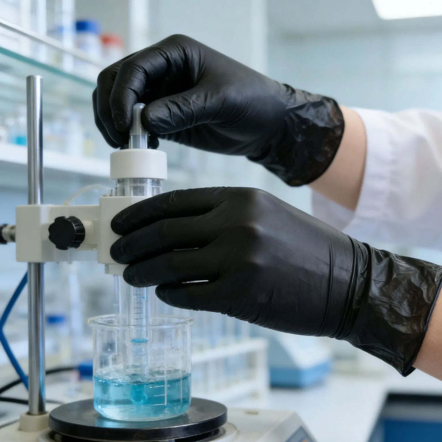 Black Disposable PVC Lab Chemical Handling Latex-Free Anti-Slip Leak-Proof Vinyl Gloves