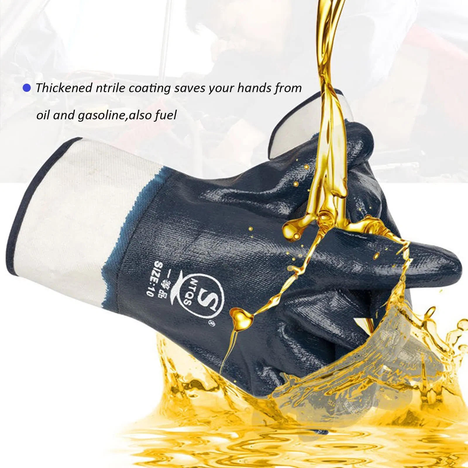 Factory Shop Heavy Duty Jersey Cotton Blue Nitrile Full Coated Safety Industrial Oil Resistant Proof Work / Working Labour Protection NBR Gloves