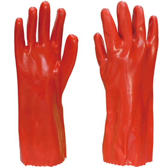 Red PVC Coated Safety Gloves - Oil and Chemical Resistant, Mechanic Work Gloves