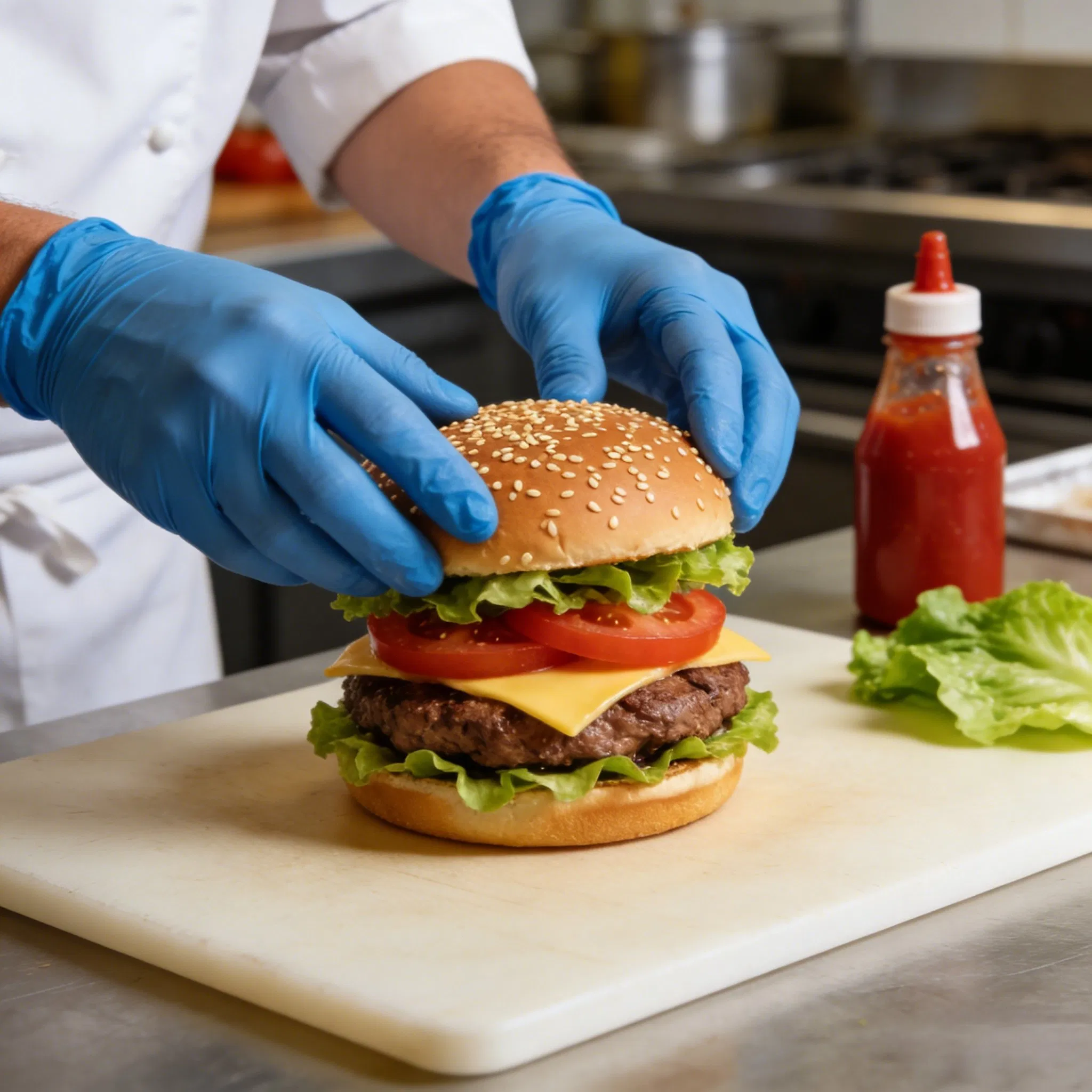 High-Quality Nitrile Gloves for Restaurant and Kitchen, Latex-Free, Powder Free, Finger Textured