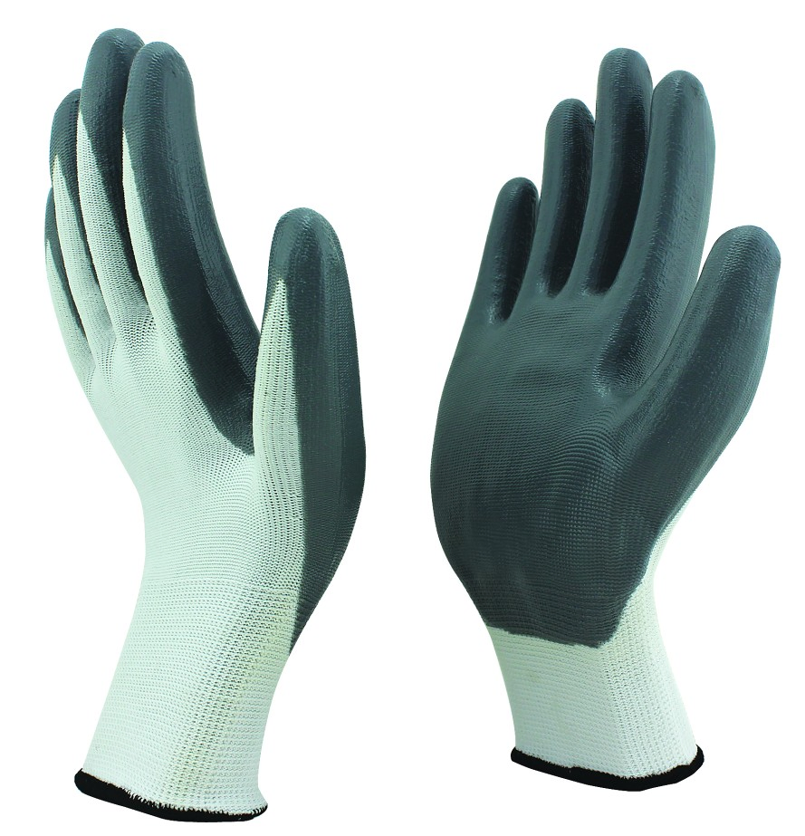 13 Gauge Polyester Cotton Knitted Hot Selling Labor Protective Nitrile Latex Dipping Coated Industrial Working Safey Work Gloves with CE