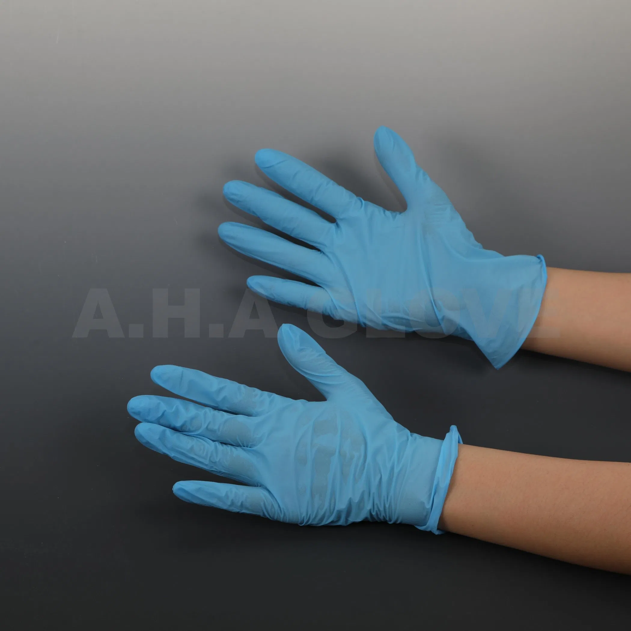 High Quality Powdered Blue Powder Free Disposable Nitrile Gloves for Food Preparation