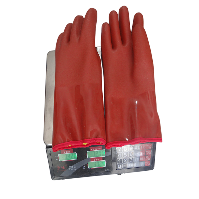 Cold-Proof Gloves with Smooth PVC Fluorescent Finish Chemical-Resistant Cotton Lining Safety Gloves