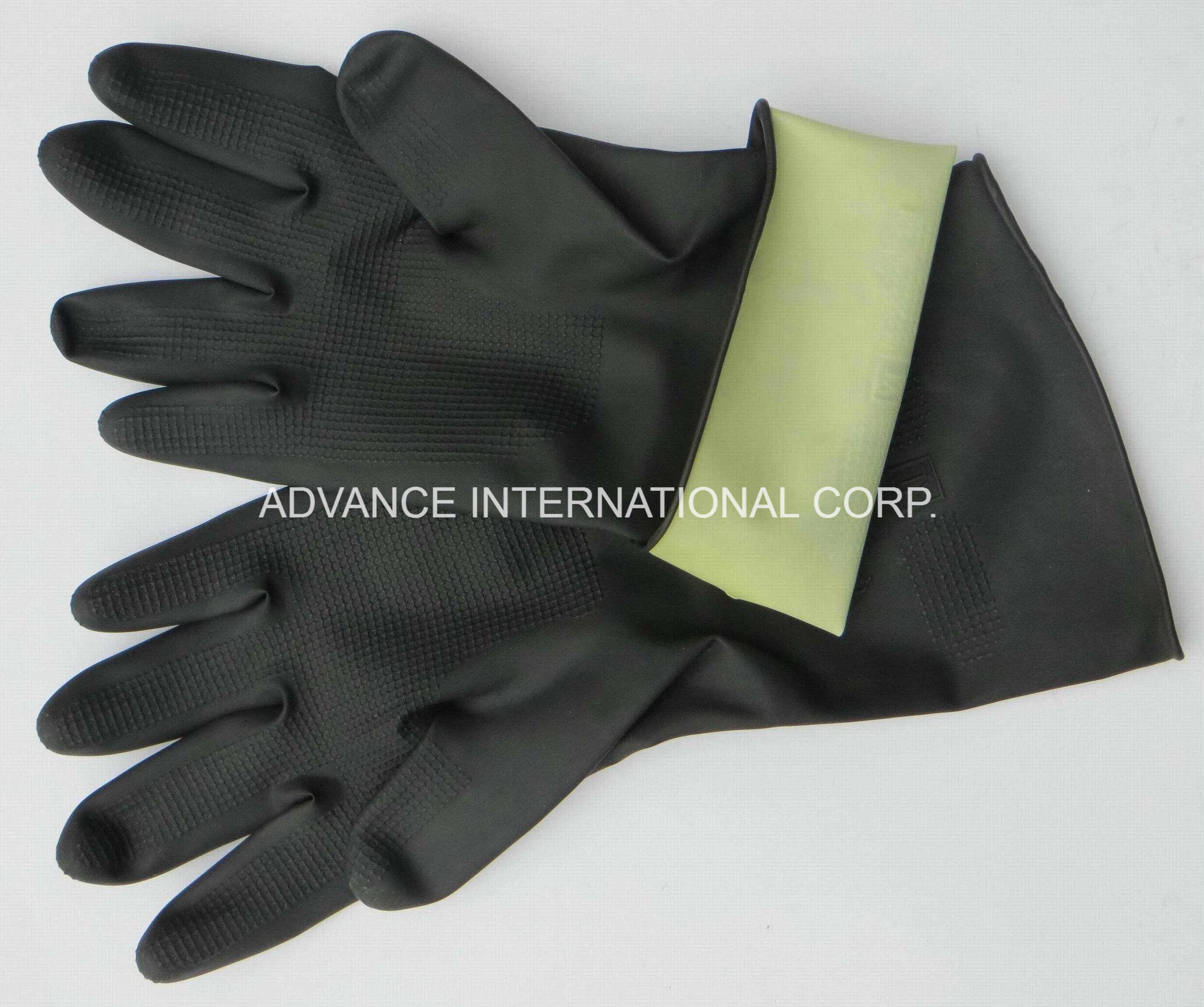 Household Working Waterproof Chemical Resistant Black Latex Industrial Glove