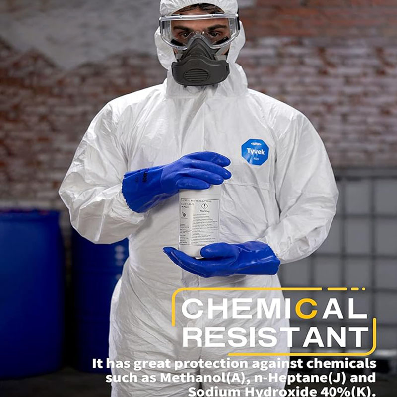 Long Sleeve Oil Chemical Resistant Cotton/Polyester Lined Double PVC Plastic Coated Gloves