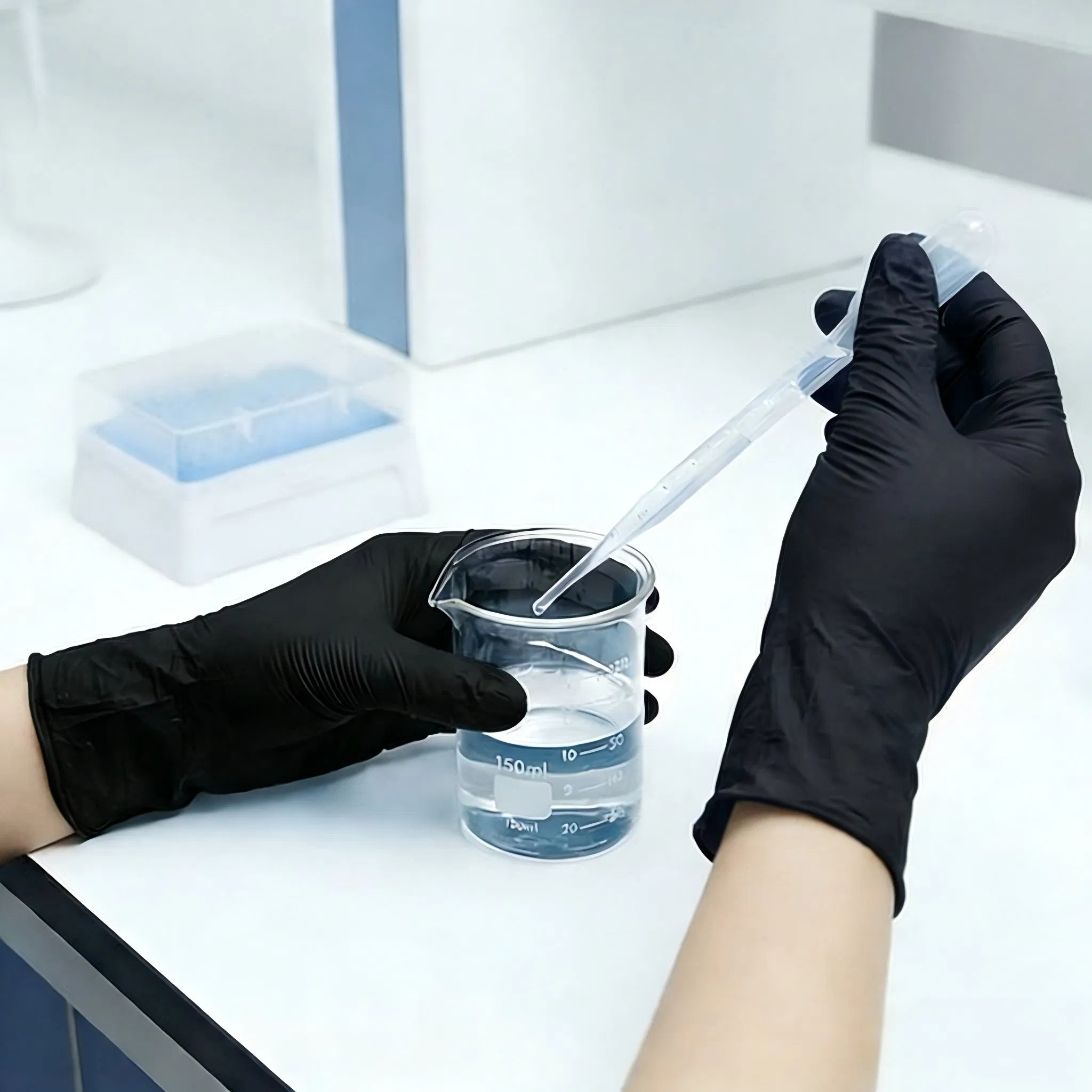 Ambidextrous and Wearing Fitness Disposable Nitrile Gloves Powder Free for Food Processing Examination/Laboratory/Beauty