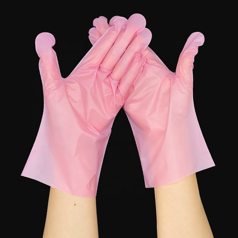 Waterproof PE Gloves Ambidextrous Household Cleaning Oil-Resistant Frosted Texture Disposable Pink TPE Gloves for Dishwashing
