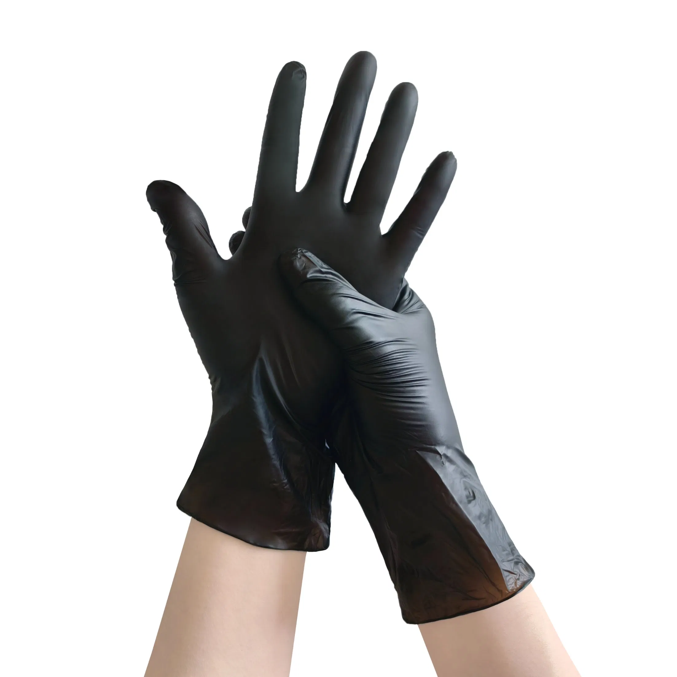 CE En455 Vinyl Gloves 3mil Medium Size Household Washing up Oil-Resistant Black Disposable PVC Gloves Powder Free for Cleaning