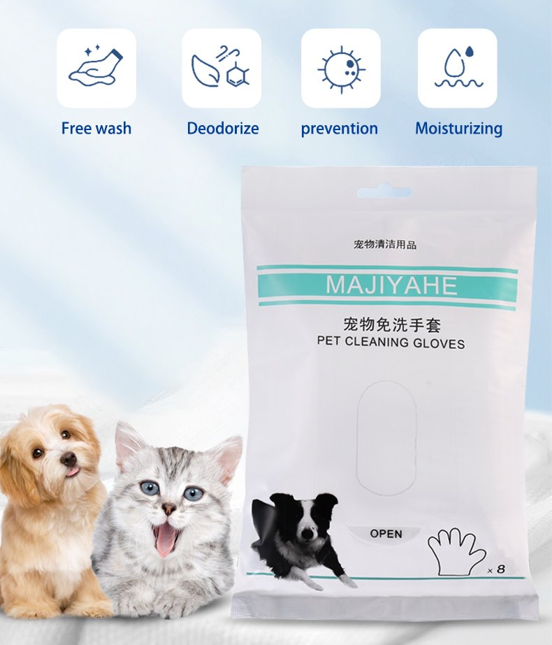 Eco Friendly Pet Dog Wet Grooming Wipes Biodegradable Pet Wipes Gloves