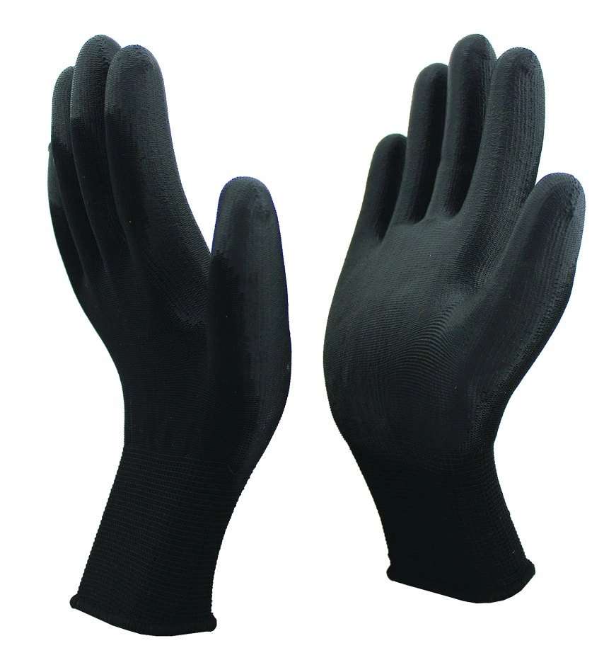 En388 Mechanic Nylon Liner Durable PU Coated Working Safety Protective Industrial PU Work Glove with CE
