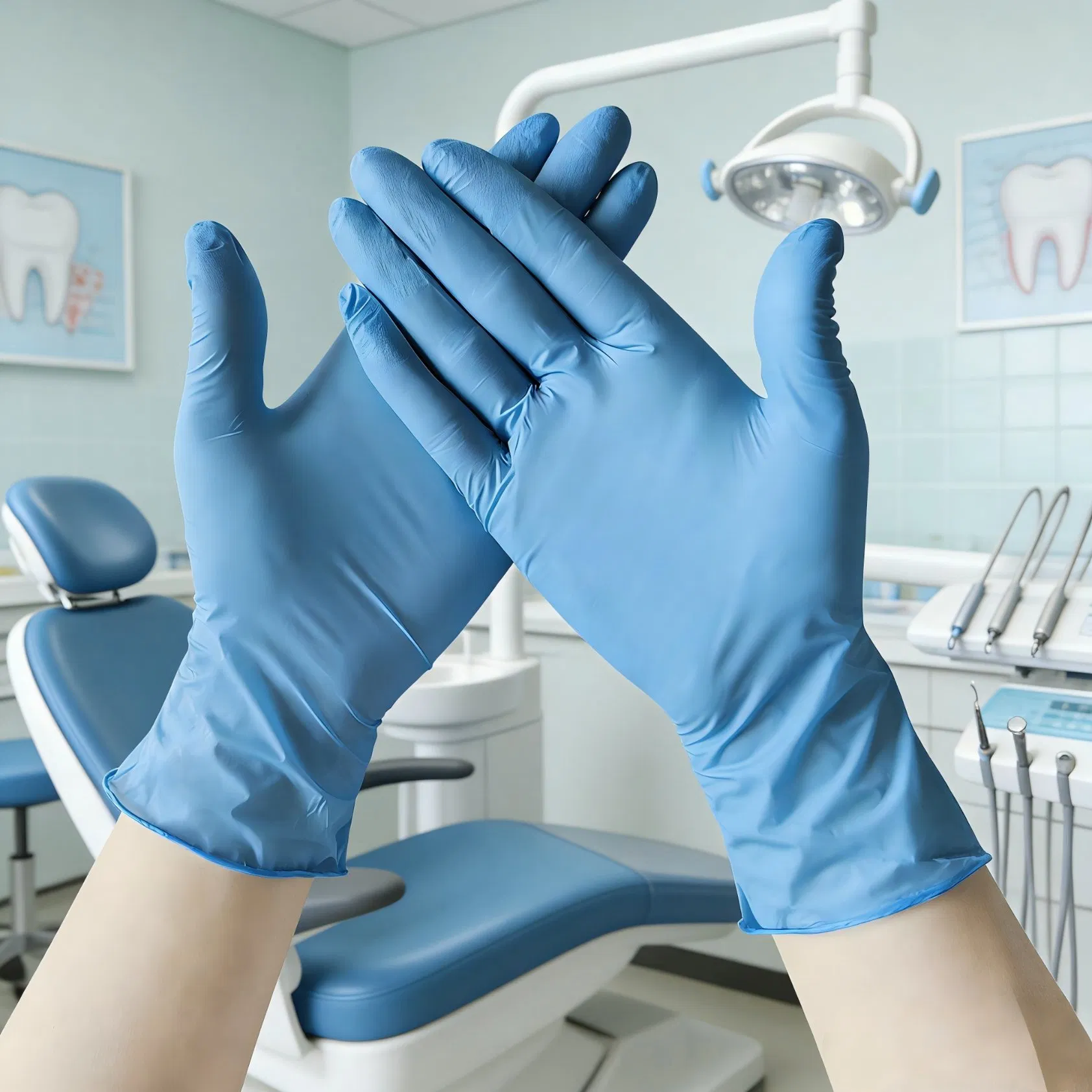 Ambidextrous and Wearing Fitness Disposable Nitrile Gloves Powder Free for Food Processing Examination/Laboratory/Beauty