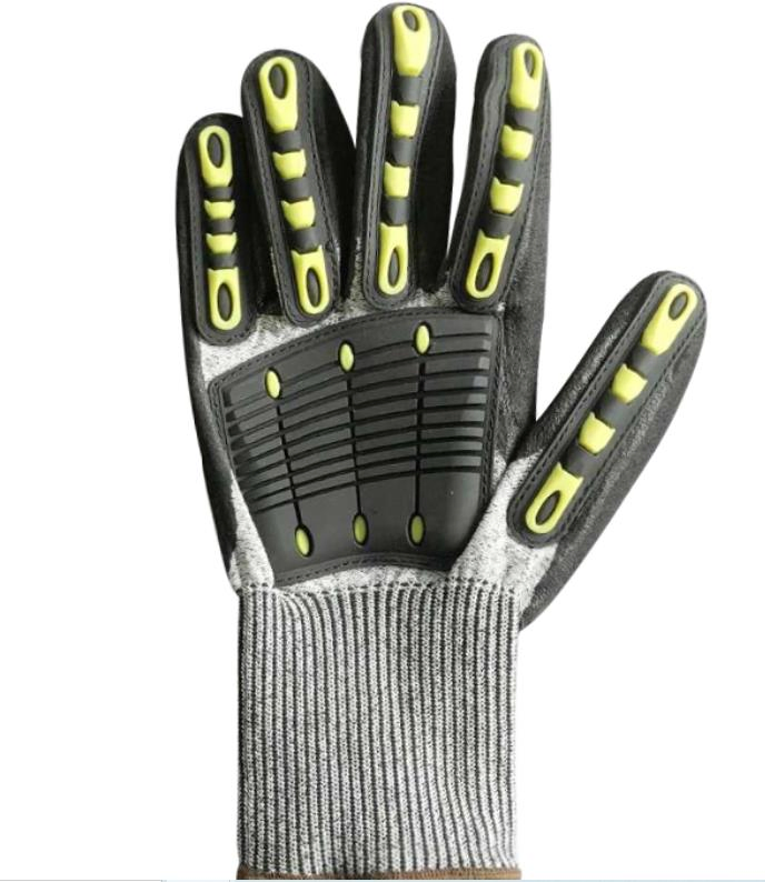 High Quality Anti Cut Impact Resistance Nitrile Sandy Coated Heavy Duty Safety Gloves