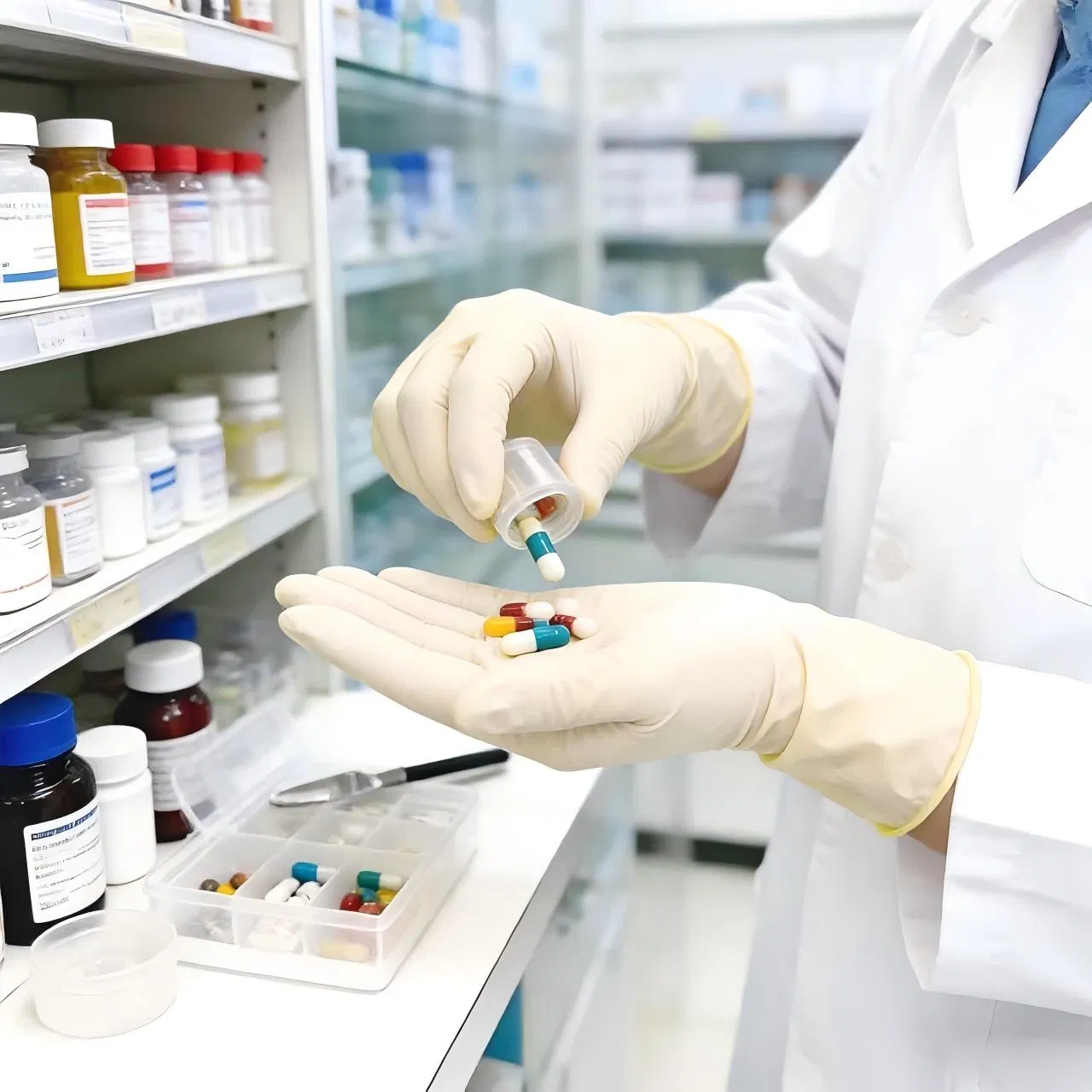 Latex Free Yellow Synthetic Nitrile Gloves for Safety Use with Size S/M/L/XL