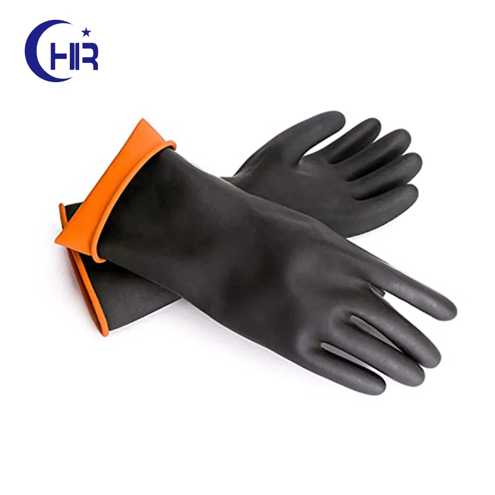 Black Labor Chemical Resistant Rubber Natural Latex Guante Industrial Safety Work Glove